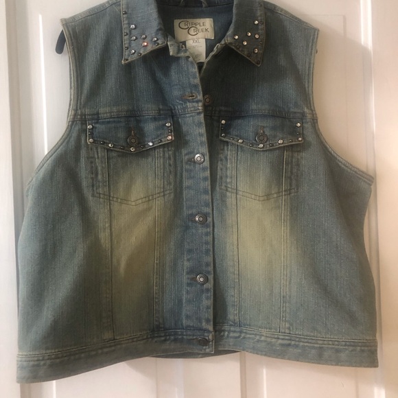 Cripple Creek denim vest, hair-on, size XXL. - Picture 5 of 5